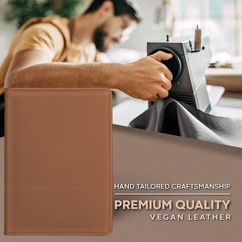 Gorbado Padfolio/Portfolio Binder, Mini Padfolio Portfolio Binder 5 x 8 Legal Writing Pad, A5 Document Organizer Folder for Men Women, Brown - Image 4